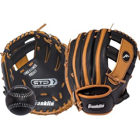 FRANKLIN SPORTS Black/Tan PVC Right-handed Baseball Glove 9.5 in. 4809TBS